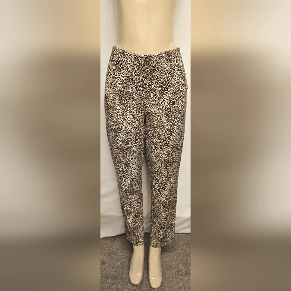 Chico's Leopard Print Slim Ankle Pants in Brown and Black